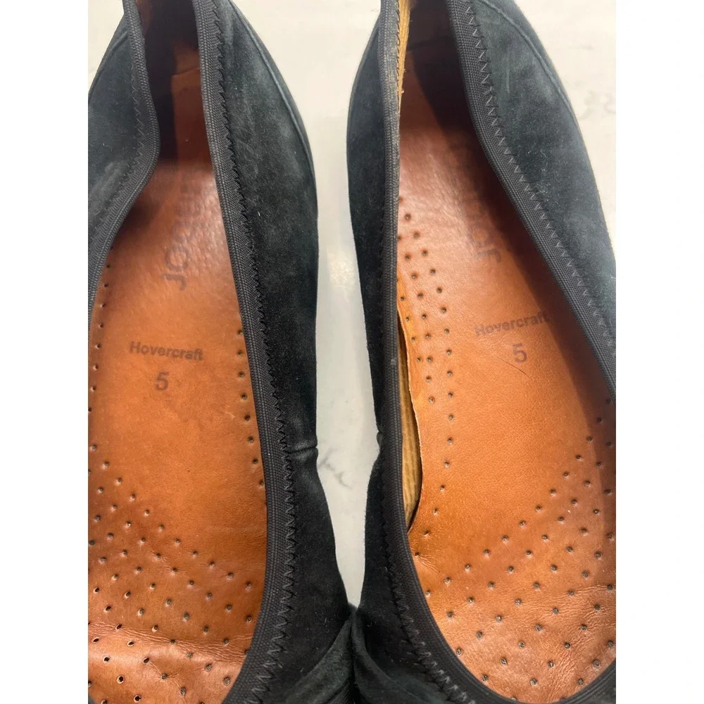 Gabor Hovercraft Black Suede Knotted Bow Ballet Flats Comfort Shoes Womens 7.5